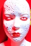 Placeholder: White rubber girl's face with rubber effect in all face with red sponge rubber effect