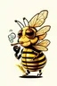 Placeholder: vector art, cartoonish style honeybee hybrid, smoking a cigar, illustration, white background