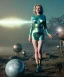 Placeholder: Ultra Realistic retro sci-fi 1960 scene, waist up view portrait, blonde woman, sweet young Marilyn Monroe face, perfect iris, tight latex coat, alien planet background, tight style, steel sphere dron levitating, fog, rain, soft color, highly detailed, unreal engine 5, ray tracing, RTX, lumen lighting, ultra detail, volumetric lighting, 3d, finely drawn, high definition, high resolution.