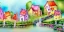 Placeholder: exquisite whimsical village watercolor, delicate village, cute, adorable, linen backdrop