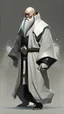 Placeholder: bald man; dwarf ; White beard; one piece armored; front view; black robes