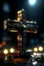 Placeholder: a cross with eyes like spotlights , photo-realistic, shot on Hasselblad h6d-400c, zeiss prime lens, bokeh like f/0.8, tilt-shift lens 8k, high detail, smooth render, down-light, unreal engine 5, cinema 4d, HDR