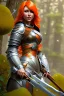 Placeholder: milf, orange hair, knight armor, full body, forest, 8k resolution, high-quality, fine-detail, intricate, fantasy art, detailed matte, volumetric lighting, illustration, 3D