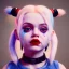 Placeholder: Cute baby character harley quinn, photo realistic, unreal engine, cinematic lighting 8k --v 4