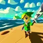 Placeholder: Legend Of Zelda: Wind Waker style vast ocean, stylized, celshaded, colorful, adventurous, frontal view, full view.