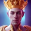 Placeholder: A portrait of a crystalised blue pink king, gold, sunny background, atmospheric, realistic, unreal engine, lighting, octane render.