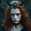 Placeholder: a beautiful fantasy woman, young, ginger hair, insane, dark fantasy art