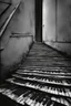 Placeholder: stair steps made of dirty old black and white (piano keyboards:1.6)