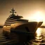 Placeholder: Yacht de 120 mètres avec un gros soleil