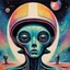 Placeholder: Psychedelic Alien Art, chromatic aberration, retrofuturism, vintage sci-fi illustration, weird space alien print, surrealist french art, eerie, 70s sci-fi art, creepy cutout style , watercolors, pulp fiction art style