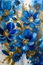 Placeholder: boho painting of cobalt blue flowers with metallic gold details