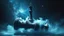 Placeholder: Hyperrealistic illustration of one giant queen chess piece floating in the big galaxy, deep dark universe with stars and nebula, fantasy, dramatic atmosphere. The overall scene moody and surreal, with intricate stunning textures on the queen chess highlight its grandeur and mystery. white-blue mist aura around the chess piece. detailed, stunning illustration