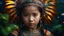 Placeholder: little young Sarawak Iban Christian girl, peaceful, gentle, calm, wise, traditional tribal costume, perfect eyes, exquisite composition, night scene, fireflies, stars, beautiful intricate insanely detailed octane render, hornbill feathers, 8k artistic photography, photorealistic concept art, soft natural volumetric cinematic perfect light, chiaroscuro, award-winning photograph, masterpiece, raphael, caravaggio, William-Adolphe Bouguereau, alma-tadema