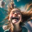 Placeholder: girl falling for sky, smiling, 8k, macro photography