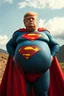 Placeholder: a thoroughly confused, elderly and morbidly obese donald trump standing dressed as superman