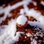 Placeholder: exquisite tiny wooden ball buried in snow, warm colors, soft lighting, snowdrift, long shot, soft focus, extreme wide shot, aerial shot