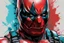 Placeholder: Poster in two gradations, split in half, one side "deadpool", other side "wolfverine", midline of the face, painting by Yoji Shinkawa, tones and colours randoms, solid, pastel , detailed iridescent, metallic, translucent, dramatic lighting, hyper futuristic, digital art,