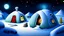 Placeholder: cartoon illustration: North Pole night, nature and igloos