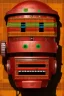 Placeholder: robot portrait in Kente, rusted clock eyes, cinematic, ghana flag, african pattern symbols, engraved, 8k quality