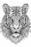 Placeholder: realistic tiger head tattoo idea, line art, background, vector, svg, black outline on white background, leave plenty of white space beetween lines for coloring, tattoo style, tattoo idea,full body, minimalist