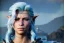 Placeholder: [Sea Elf] [Maormer] Hero Queen with [white hair] and [blue skin] on a [ship] with crew [fantasy] [realism] [Elder scrolls]