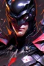 Placeholder: a close up of a person wearing a batman costume, batman mecha, black and reddish color armor, masayoshi suto and artgerm, heise-lian yan fang, by Ross Tran, cyberpunk batman, artgerm and ben lo and mucha, ross tran and bayard wu, ornate gothic armor, by Ye Xin