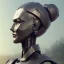 Placeholder: Robot cute profile head portrait, warrior costume, village, meditation, 8k quality