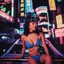 Placeholder: street photography of a asa akira, night time, cyberpunk neon lights, 16mm , perfect photography, 1980's,vhs footage,wearing futuristic VR,bikini,bending,low light,shot by jvc gr-sz7,glitch,back to the future