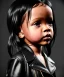 Placeholder: Rihanna toddler, full body, leather jacket, soft skin, dramatic lighting, hyper realistic