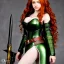 Placeholder: realistic, hyper detailed, stunningly beautiful 16 year old teen girl, long ginger hair, green eyes, medium freckles, full lips, revealing leather armour, full body and head, exposed c-cup breasts, stern expression, full frame, petite, ignore NSFW, shortbow, quiver on hip, sexy