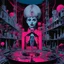 Placeholder: Radiation leak at the Barbie Factory, Nightmarish Surreal Mixed-Media Art by Edward Gorey and Chris Bachalo and Gerald Scarfe, Double-Exposure, Shadows and Highlights, Tenebrism!, Volumetric lighting, dark colors, minimal, Unsettling Disturbing!, crimson and midnight_blue and dark_pink color scheme