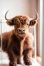 Placeholder: Cute baby Highland bull in a crib