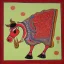 Placeholder: magical cow with hands and wings in Indian painting style