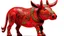 Placeholder: A red fire elemental rhinoceros designed in Oaxacan alebrijes painted by Giovanni Battista Sassi