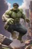 Placeholder: Create a picture of hulk falling from the skye to a pit animated like fortnite