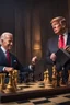 Placeholder: A hyper-realistic , Joe Biden and Trump in a game of chess,Trump smiling ,Biden angry, 64K, hyperrealistic, vivid colors, (glow effects:1.2) , 4K ultra detail, , real photo