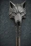 Placeholder: metal staff with wolf head