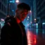 Placeholder: Premium 2026 album cover, dark melodic trap soul aesthetic. Emotional male singer in black streetwear and leather jacket, alone in a rainy city at night, intense heartbreak expression, cinematic blue-violet atmosphere, wet pavement, soft fog, subtle ghostly female silhouette dissolving from his chest. Modern editorial photography, raw emotion, realistic skin, dramatic lighting, deep shadows, high-end music branding, bold contemporary 2026 composition, photorealistic, ultra-detailed, 8K. GHOST I
