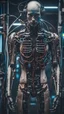 Placeholder: um ser humano com estrutura corporal metade humano metade robo, made with metal parts and human parts, cabos de energia, em um universo cyberpunk, estilo cyberpunk, RAW, realist phoyo, cinematografic, analogue, 8K UHD, DSLR, alta qualidade, grain of film, fujifilm XT3, arte de rutkowiski e argerm, cinema, adobe lightroom, photolab (hiper-realismo)