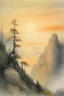 Placeholder: Artesonraju mountain, Sunrise on a misty morning. in the hieght of fall. Pastel colours Arthur Rackham Gothic Watercolour Jean-Baptiste Monge Ernst Haeckel Minimalist Kay Sage watercolour art