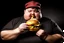 Placeholder: sterotypical american fat guy eating a burger