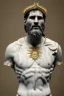 Placeholder: Ultra Realistic image, Roman sculpture, white marble material, Lionel Messi, gold crown of natural thorns, god crown, gold veins, gold ornaments, Renaissance style, sun rays background, waist up portrait, epic, celestial, cinematic lighting, God lights, 4k resolution, smooth details, soft lighting, unreal engine 5, art station, substance 3d.