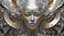 Placeholder: Waterfall, figure of a Woman, art from the "art of control" collection by Jasper Harvey, in the style of futuristic optics, silver and gold, flower, bird, detailed facial features, swirling vortices, 8k 3d, bizarre cyborgs, made of crystals, high detail, high resolution, 8K