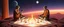 Placeholder: alien yoga monk chess masters playing serious glowing chess on hex map in lounge on beautiful lush planet