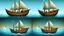 Placeholder: Game UI: Boat Sailing Layout: Split screen (top 3/4: game world, bottom 1/4: controls) Game World: Stylized sailboat (single mast, billowing sail), ocean environment (waves, horizon), optional obstacles. Subtle wind direction indicator. Controls: Steering wheel or left/right arrows Hoist/Lower Sail buttons (icons) Adjust Sail Angle buttons (up/down arrows) Optional: Speed indicator, wind strength indicator, minimap Style: Clean, simple, muted colors,