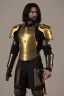 Placeholder: A handsome 30 year old man, black hair, male bob haircut, in black-and-gold plate armor, golden katana in both hands, no beard, european