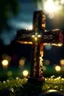 Placeholder: a cross with eyes like spotlights and children swinging , photo-realistic, shot on Hasselblad h6d-400c, zeiss prime lens, bokeh like f/0.8, tilt-shift lens 8k, high detail, smooth render, down-light, unreal engine 5, cinema 4d, HDR