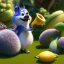 Placeholder: pixar style, volumetric summer garden environment and background, realistic painting of an banana, looking excited, detailed digital painting, extreme dense and fine fur, anime, ornate, colour-washed colors, elegant, small minutiae, tiny features, particulars, centered, smooth, sharp focus, renderman gofur render, 8k, uhd, detailed eyes, realistic shaded volumetric lighting, sunlight caustics, backlight, centered camera view