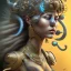 Placeholder: ssango fantasy, fantasy magic, intricate, sharp focus, illustration, highly detailed, digital painting, concept art, matte, artgerm and paul lewin and kehinde wiley, masterpiece silver elephant head bronze Asian African girl nice breast Hawaiian hair turquoise golden waves