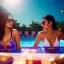 Placeholder: Hot girls partying by the pool., closed eyes, rtx, reflection, 8k, glow, winning photography, caustics